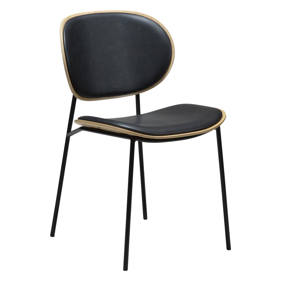 DANFORM Clementina Esszimmerstuhl - Rabenschwarzes Kunstleder/weiß gekalktes Eichenfurnier/schwarzer Stahl