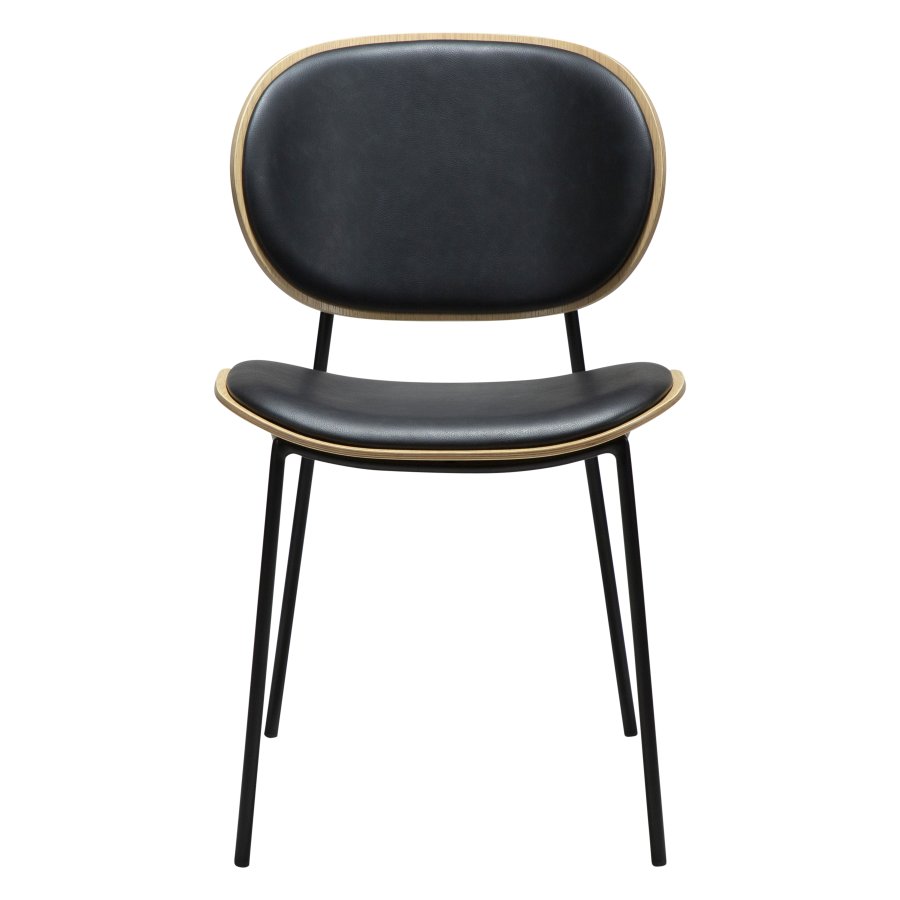 DANFORM Clementina Esszimmerstuhl - Rabenschwarzes Kunstleder/weiß gekalktes Eichenfurnier/schwarzer Stahl