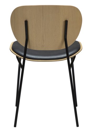 DANFORM Clementina Esszimmerstuhl - Rabenschwarzes Kunstleder/weiß gekalktes Eichenfurnier/schwarzer Stahl
