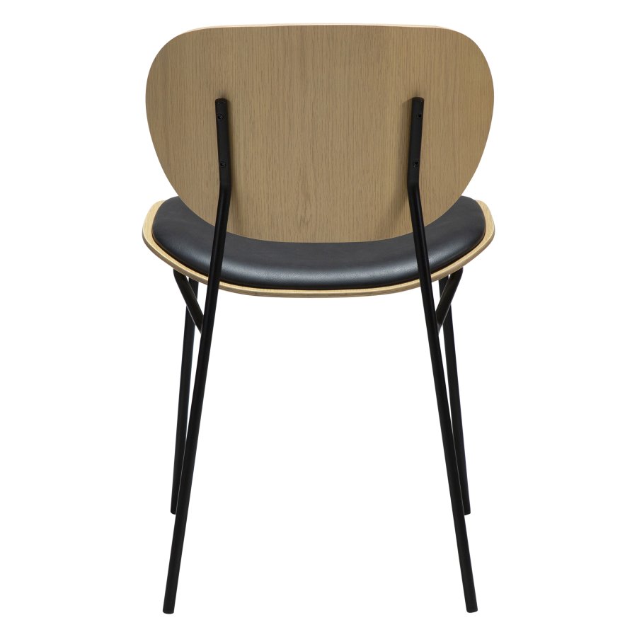 DANFORM Clementina Esszimmerstuhl - Rabenschwarzes Kunstleder/weiß gekalktes Eichenfurnier/schwarzer Stahl