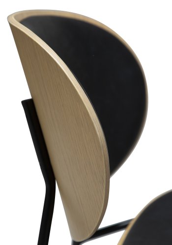 DANFORM Clementina Esszimmerstuhl - Rabenschwarzes Kunstleder/weiß gekalktes Eichenfurnier/schwarzer Stahl