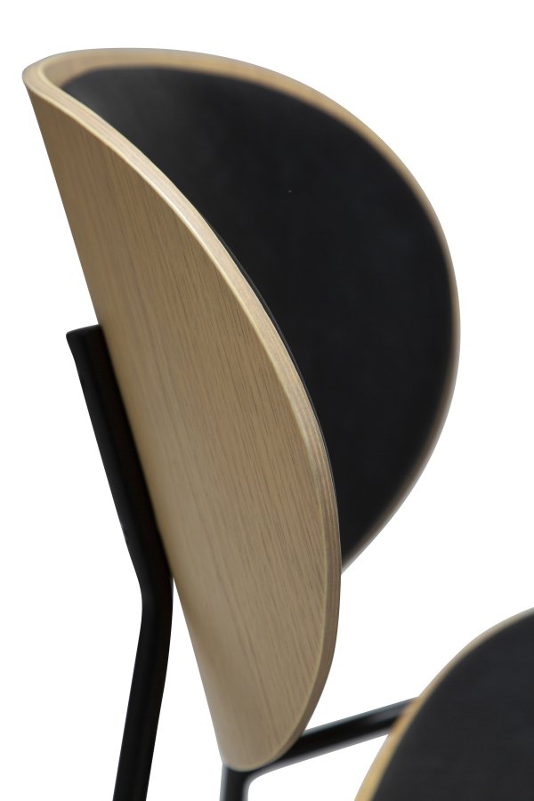 DANFORM Clementina Esszimmerstuhl - Rabenschwarzes Kunstleder/weiß gekalktes Eichenfurnier/schwarzer Stahl