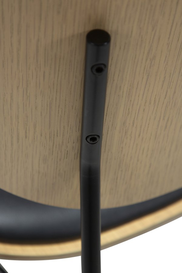 DANFORM Clementina Esszimmerstuhl - Rabenschwarzes Kunstleder/weiß gekalktes Eichenfurnier/schwarzer Stahl