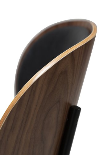 DANFORM Clementina Esszimmerstuhl - Rabenschwarzes Kunstleder/Walnussfurnier/schwarzer Stahl