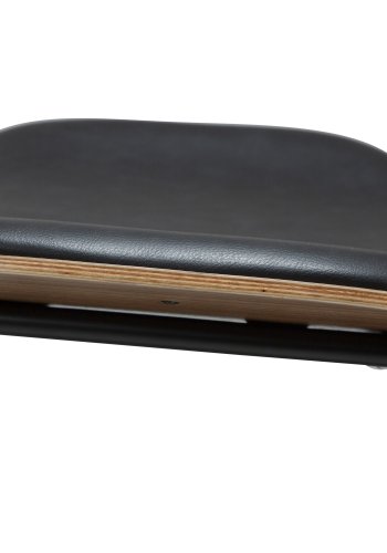 DANFORM Clementina Esszimmerstuhl - Rabenschwarzes Kunstleder/Walnussfurnier/schwarzer Stahl