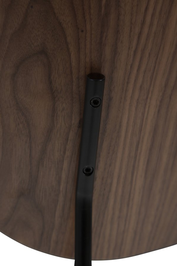 DANFORM Clementina Esszimmerstuhl - Rabenschwarzes Kunstleder/Walnussfurnier/schwarzer Stahl