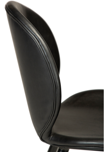 DAN-FORM Swing Barhocker, mit Rückenlehne und Fußstütze – Vintage schwarzes Kunstleder und schwarzer Stahl