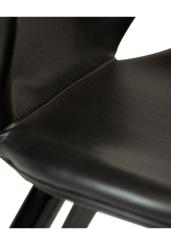 DAN-FORM Swing Barhocker, mit Rückenlehne und Fußstütze – Vintage schwarzes Kunstleder und schwarzer Stahl