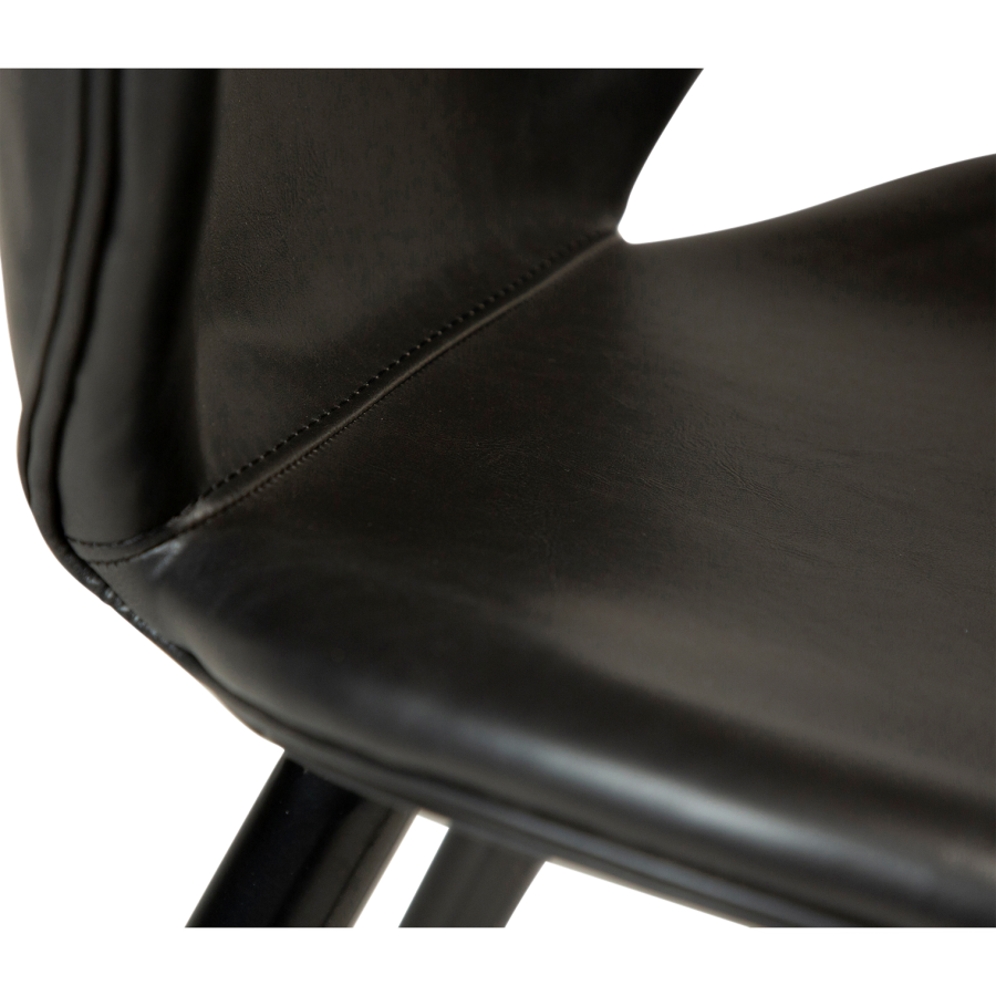 DAN-FORM Swing Barhocker, mit Rückenlehne und Fußstütze – Vintage schwarzes Kunstleder und schwarzer Stahl