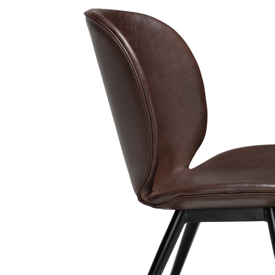 DAN-FORM CLOUD Stol Vintage kakao kunstskinn med runde svarte ben