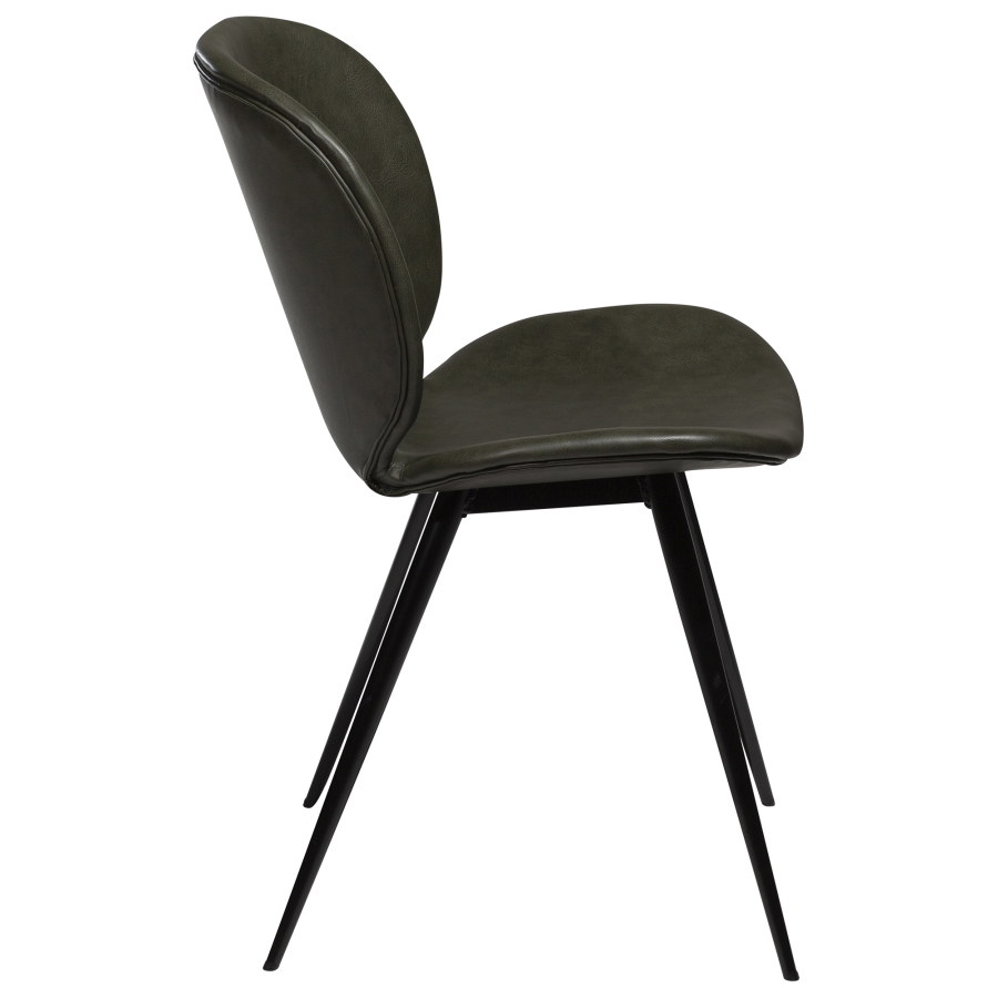 DAN-FORM CLOUD Stol Vintage grnt kunstskinn med runde svarte ben