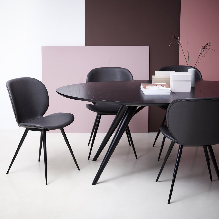 DAN-FORM CLOUD Stol Vintage lys brunt kunstskinn med runde svarte ben