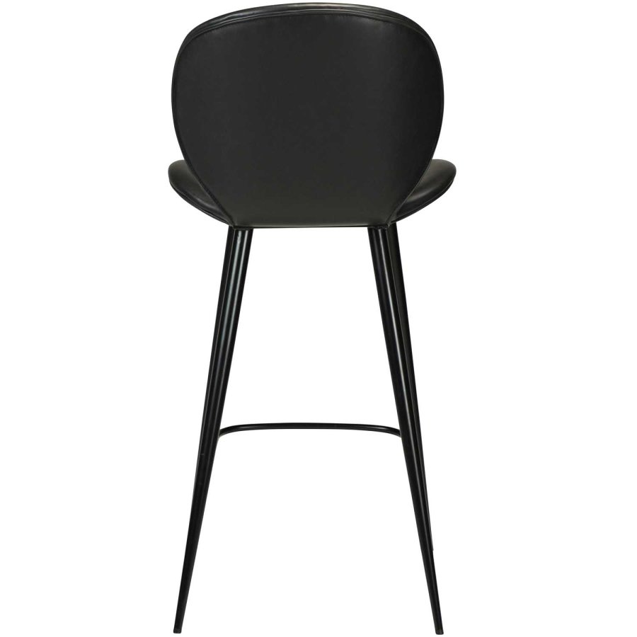 DAN-FORM Cloud Barstol, med Ryggstöd och Fotstöd - Vintage Svart Konstläder och Svart Stl