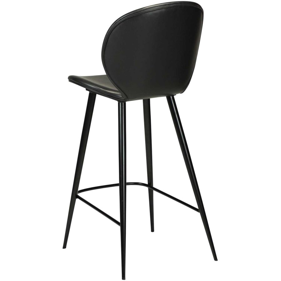 DAN-FORM Cloud Barstol, med Ryggstöd och Fotstöd - Vintage Svart Konstläder och Svart Stl