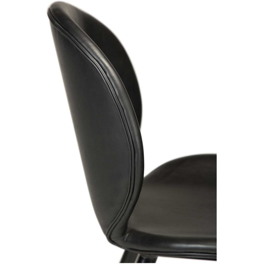 DAN-FORM Cloud Barstol, med Ryggstöd och Fotstöd - Vintage Svart Konstläder och Svart Stl