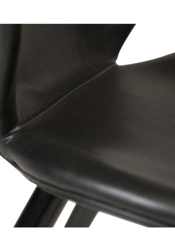 DAN-FORM Cloud Barstol, med Ryggstöd och Fotstöd - Vintage Svart Konstläder och Svart Stl