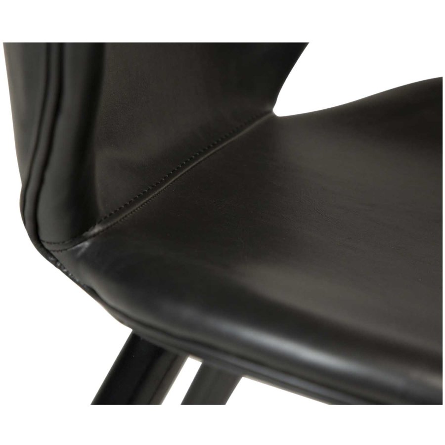 DAN-FORM Cloud Barstol, med Ryggstöd och Fotstöd - Vintage Svart Konstläder och Svart Stl