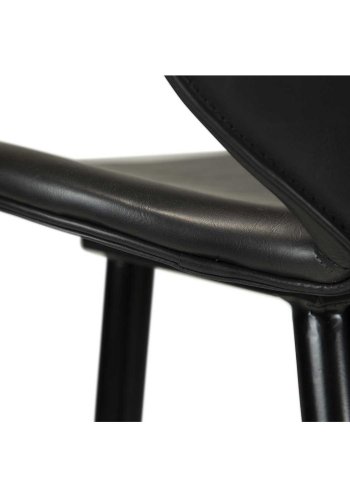 DAN-FORM Cloud Barstol, med Ryggstöd och Fotstöd - Vintage Svart Konstläder och Svart Stl