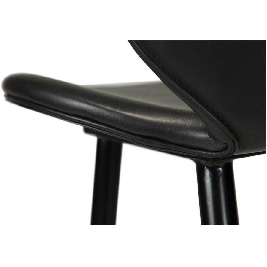 DAN-FORM Cloud Barstol, med Ryggstöd och Fotstöd - Vintage Svart Konstläder och Svart Stl