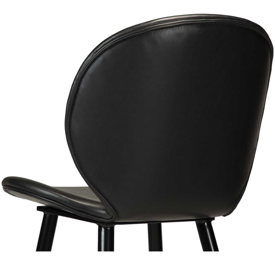 DAN-FORM Cloud Barstol, med Ryggstöd och Fotstöd - Vintage Svart Konstläder och Svart Stl