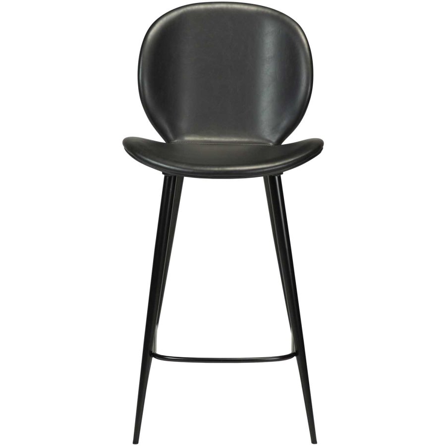 DAN-FORM Cloud Barstol, med Ryggstöd och Fotstöd - Vintage Svart Konstläder och Svart Stl