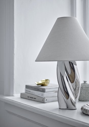 BLOOMINGVILLE Silva Bordlampe, Slv, Stentj (D35xH49 cm)