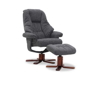 HAGA Comfy Ftölj - Grtt Tyg, med Armstöd, med Snurrfunktion, inkl. Pall