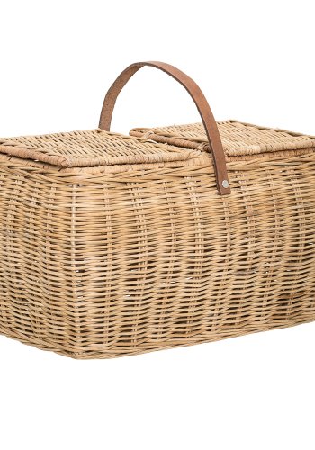 BLOOMINGVILLE Gor Korb mit Deckel, Natur, Rattan, L44xH26xB26 cm