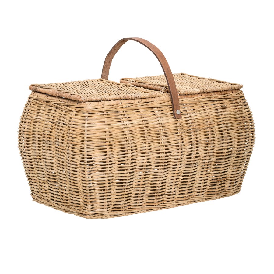 BLOOMINGVILLE Gor Korb mit Deckel, Natur, Rattan, L44xH26xB26 cm