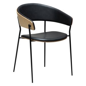 DANFORM Crib spisebordsstol, m. armln - Ravn sort kunstlder/hvidkalket egetrsfinr/sort stl