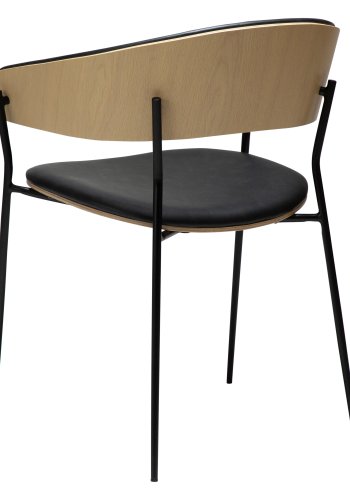 DANFORM Crib spisebordsstol, m. armln - Ravn sort kunstlder/hvidkalket egetrsfinr/sort stl