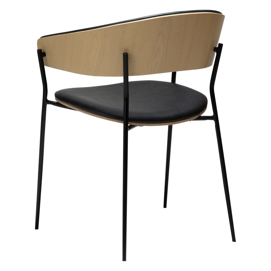 DANFORM Crib spisebordsstol, m. armln - Ravn sort kunstlder/hvidkalket egetrsfinr/sort stl