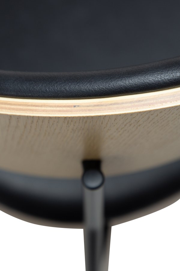 DANFORM Crib spisebordsstol, m. armln - Ravn sort kunstlder/hvidkalket egetrsfinr/sort stl