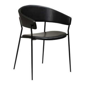 DAN-FORM CRIB spisebordsstol, m. armln - Vintage sort kunstlder, sortbejdset ask og sort metal