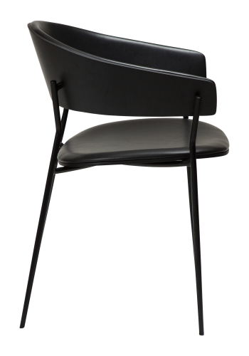 DAN-FORM CRIB Lenestol Vintage svart kunstskinn og svartbeiset ask med svarte ben