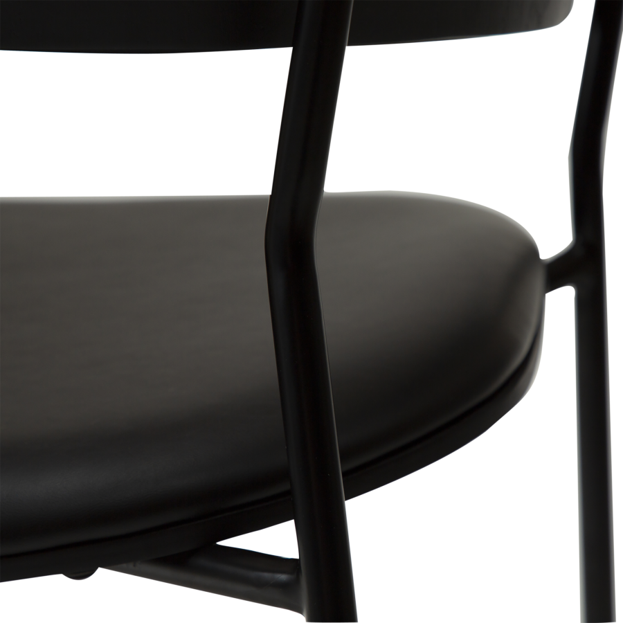 DAN-FORM CRIB Lenestol Vintage svart kunstskinn og svartbeiset ask med svarte ben