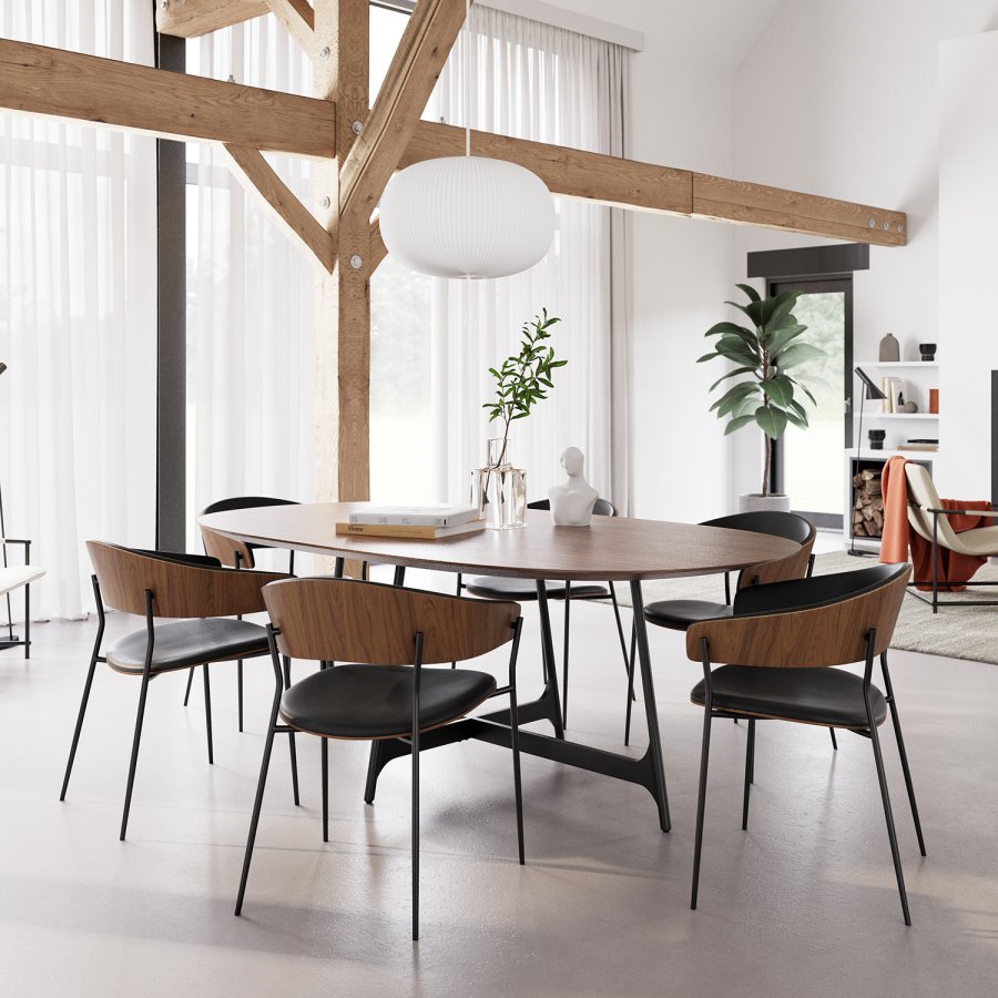 DAN-FORM CRIB Lenestol Vintage svart kunstskinn og svartbeiset ask med svarte ben