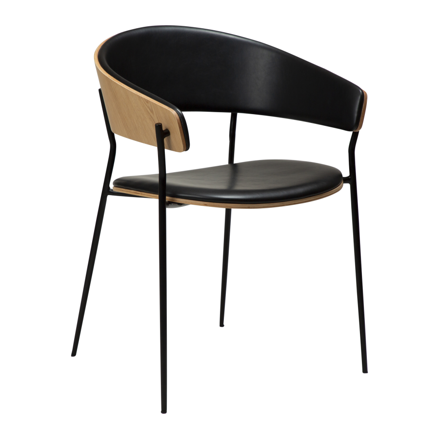 DAN-FORM CRIB Lenestol Vintage svart kunstskinn og eikefiner med svarte ben