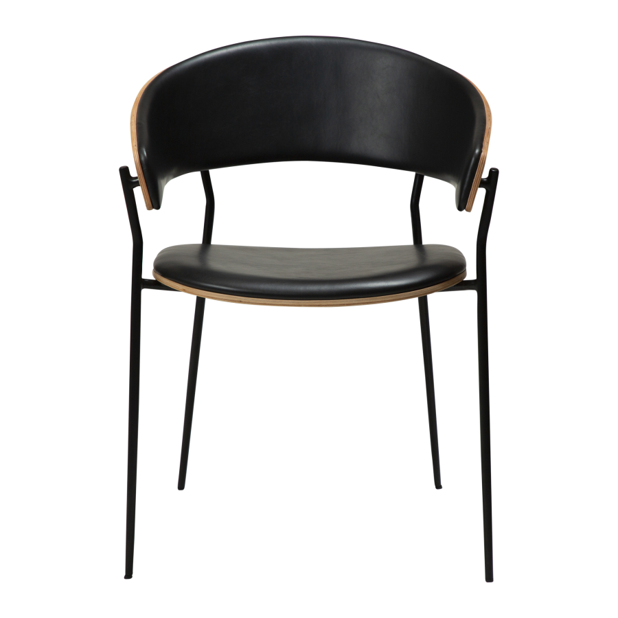 DAN-FORM CRIB Lenestol Vintage svart kunstskinn og eikefiner med svarte ben