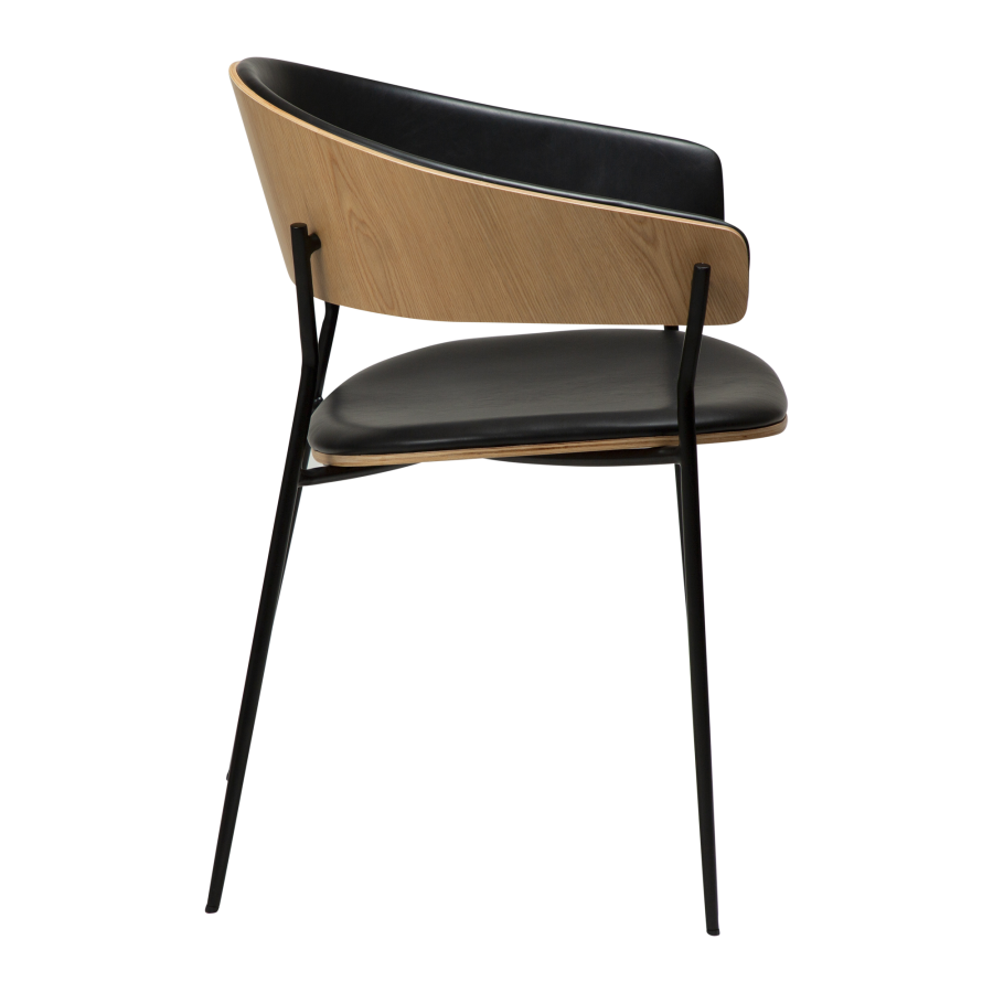 DAN-FORM CRIB Lenestol Vintage svart kunstskinn og eikefiner med svarte ben