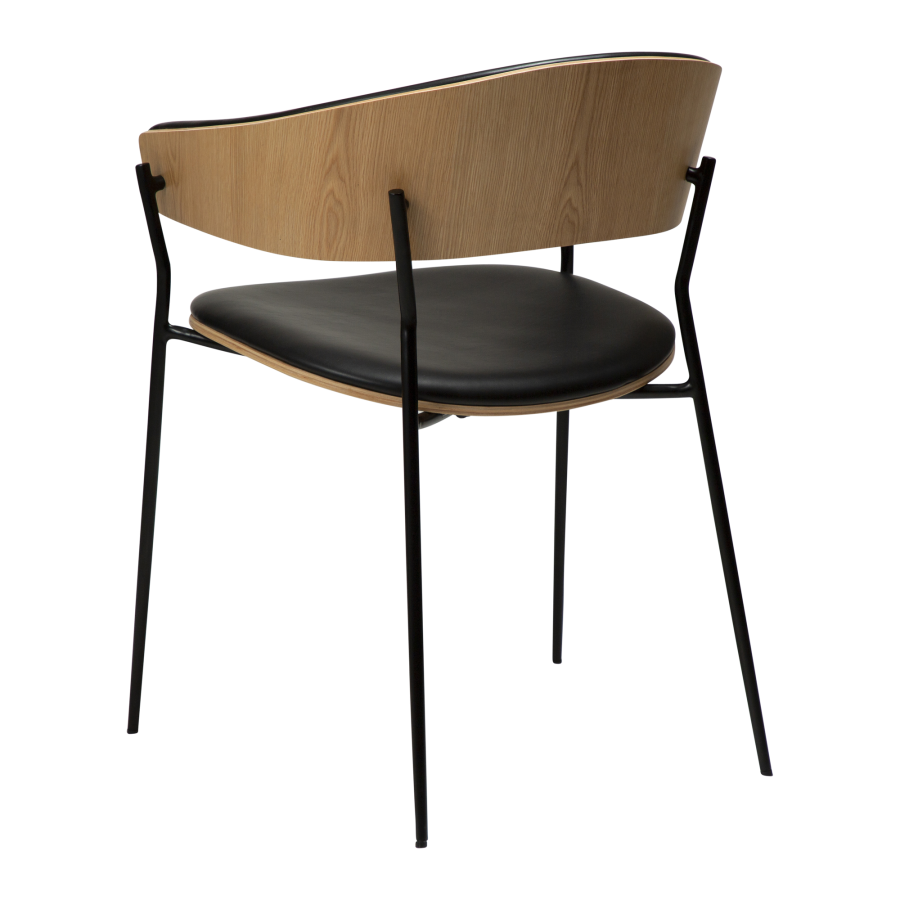 DAN-FORM CRIB Lenestol Vintage svart kunstskinn og eikefiner med svarte ben