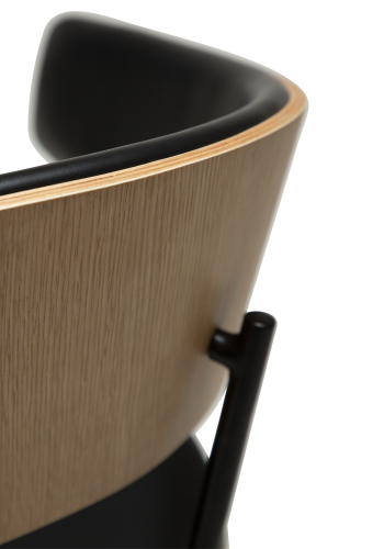 DAN-FORM CRIB Lenestol Vintage svart kunstskinn og eikefiner med svarte ben