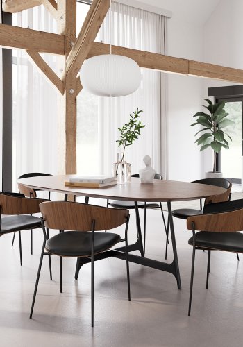 DAN-FORM CRIB Lenestol Vintage svart kunstskinn og eikefiner med svarte ben