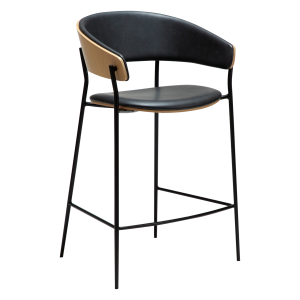 DANFORM Crib counterstol, m. armln, rygln - Ravn sort kunstlder/hvidkalket egetrsfinr/sort stl