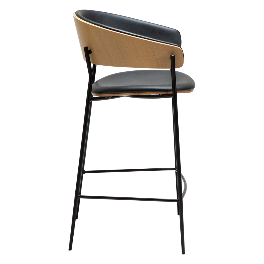 DANFORM Crib counterstol, m. armln, rygln - Ravn sort kunstlder/hvidkalket egetrsfinr/sort stl