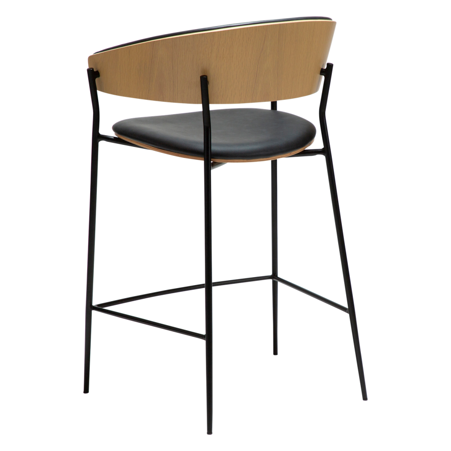 DANFORM Crib counterstol, m. armln, rygln - Ravn sort kunstlder/hvidkalket egetrsfinr/sort stl