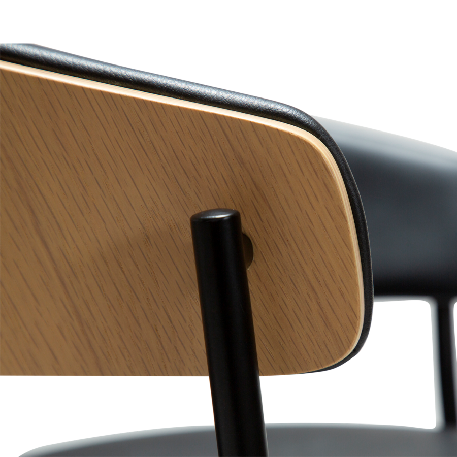 DANFORM Crib counterstol, m. armln, rygln - Ravn sort kunstlder/hvidkalket egetrsfinr/sort stl