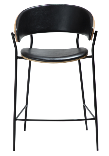 DAN-FORM CRIB Bordkrakk Vintage svart kunstskinn og eikefiner med svarte metallben