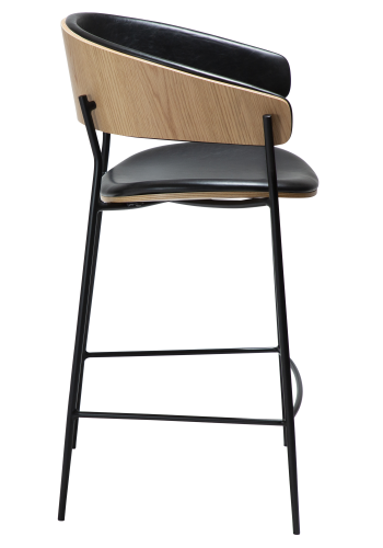 DAN-FORM CRIB Bordkrakk Vintage svart kunstskinn og eikefiner med svarte metallben