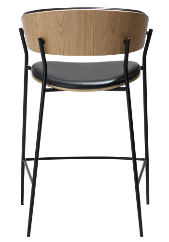 DAN-FORM CRIB Bordkrakk Vintage svart kunstskinn og eikefiner med svarte metallben